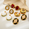 Wholesale Geometric Oval 18K Gold Plated Stainless Steel Earrings For Women