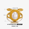 Wholesale Geometric Oval Pearl Inlaid Stainless Steel Ring For Women Electroplated