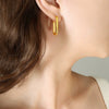 Wholesale Geometric Oval Rectangular 316L Stainless Steel Gold Plated Earrings Jewelry