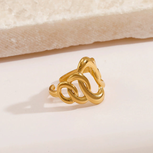 Wholesale Geometric Oval Stainless Steel Ladies Hip Hop Exaggerated Nonfading Electroplated Ring