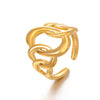 Wholesale Geometric Oval Stainless Steel Ladies Hip Hop Exaggerated Nonfading Electroplated Ring
