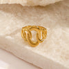 Wholesale Geometric Oval Stainless Steel Ladies Hip Hop Exaggerated Nonfading Electroplated Ring