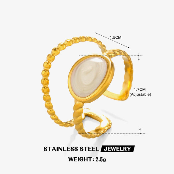 Wholesale Geometric Oval Stainless Steel Ring With Goldplated Electroplating For Women