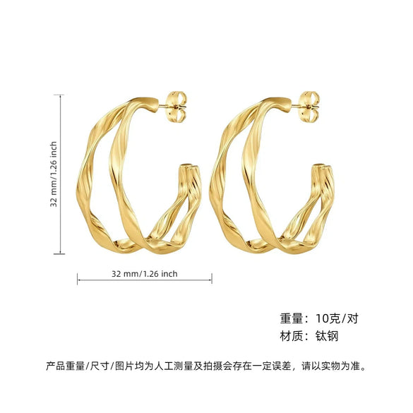 Wholesale Geometric Patchwork Titanium Steel Earrings With Electroplating For Women