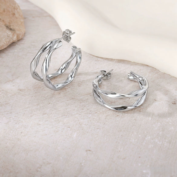 Wholesale Geometric Patchwork Titanium Steel Earrings With Electroplating For Women