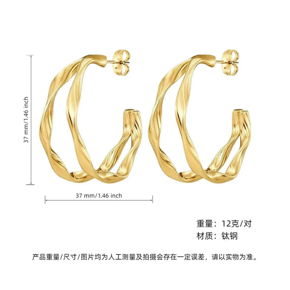 Wholesale Geometric Patchwork Titanium Steel Earrings With Electroplating For Women
