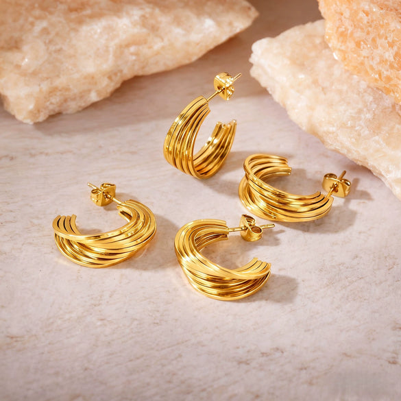 Wholesale Geometric Patchwork Titanium Steel Earrings With Electroplating For Women