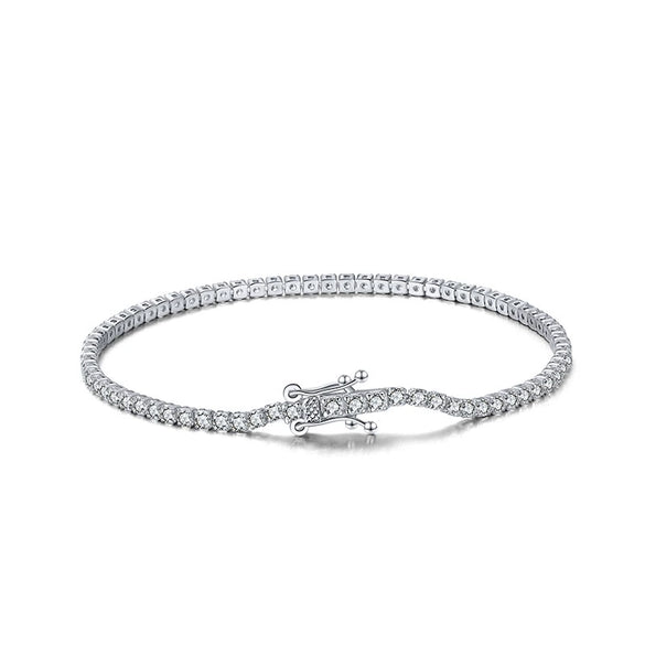 Wholesale Geometric Pattern Electroplated S925 Silver Tennis Bracelet For Women And Unisex