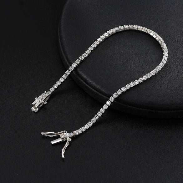 Wholesale Geometric Pattern Electroplated S925 Silver Tennis Bracelet For Women And Unisex