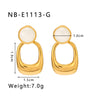 Wholesale Geometric Pattern Opal Pendant Stitching Earrings 18K Gold Plated Stainless Steel Double Layer Women's Earrings