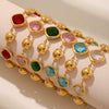 Wholesale Geometric Patterned 316L Stainless Steel 18K Real Gold Plated Czech Glass Women's Fashion Bracelet Jewelry