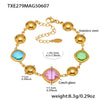Wholesale Geometric Patterned 316L Stainless Steel 18K Real Gold Plated Czech Glass Women's Fashion Bracelet Jewelry