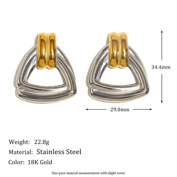Wholesale Geometric Pearl And Black Agate Eyes Earrings In Stainless Steel With 18K Gold Plated Twist Cross Design For Women