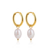 Wholesale Geometric Pearl Earrings Copper 18K Gold Plated