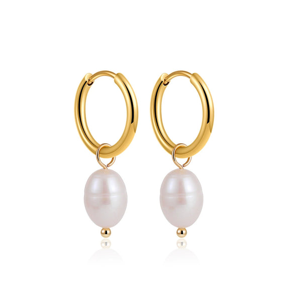 Wholesale Geometric Pearl Earrings Copper 18K Gold Plated