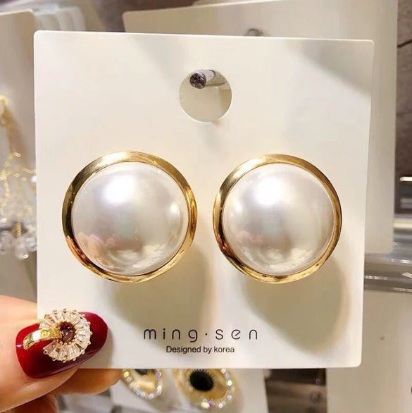 Wholesale Geometric Pearl Earrings For Women Metal U Shape Electroplated