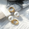 Wholesale Geometric Pearl Earrings Titanium Steel Jewelry Electroplated Retro Style For Women
