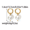 Wholesale Geometric Pearl Earrings Titanium Steel Jewelry Electroplated Retro Style For Women