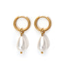 Wholesale Geometric Pearl Earrings Titanium Steel Jewelry Electroplated Retro Style For Women