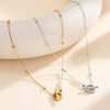 Wholesale Geometric Pearl Pendant Necklace In Stainless Steel With 18K Gold Electroplated Ot Clasp For Women