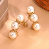 Wholesale Geometric Pearl Stainless Steel Electroplated Earrings For Women Retro Ins Style