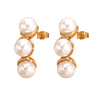 Wholesale Geometric Pearl Stainless Steel Electroplated Earrings For Women Retro Ins Style
