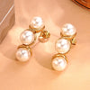 Wholesale Geometric Pearl Stainless Steel Electroplated Earrings For Women Retro Ins Style