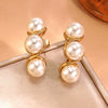 Wholesale Geometric Pearl Stainless Steel Electroplated Earrings For Women Retro Ins Style