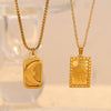 Wholesale Geometric Pendant Necklace For Women Stainless Steel 18K Gold Plated With Carved Moon Sun Design Electroplated
