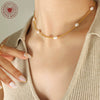 Wholesale Geometric Personality Freshwater Pearl Spliced Titanium Steel Gold Plated Necklace For Women