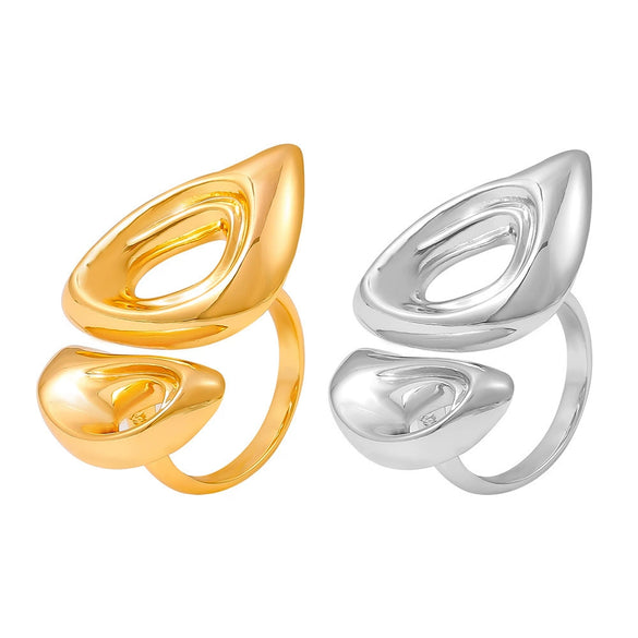 Wholesale Geometric Pig Nose Shaped Hollow Open Ring Copper 18K Gold Plated For Women