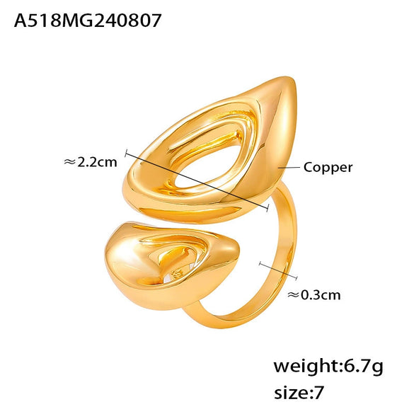 Wholesale Geometric Pig Nose Shaped Hollow Open Ring Copper 18K Gold Plated For Women