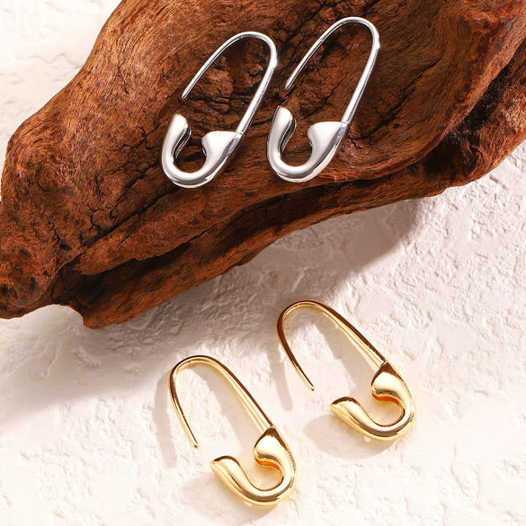 Wholesale Geometric Pinshaped Copper Ear Clips 14K Gold Electroplated Earrings For Women