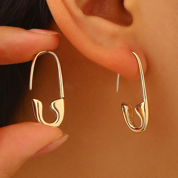 Wholesale Geometric Pinshaped Copper Ear Clips 14K Gold Electroplated Earrings For Women