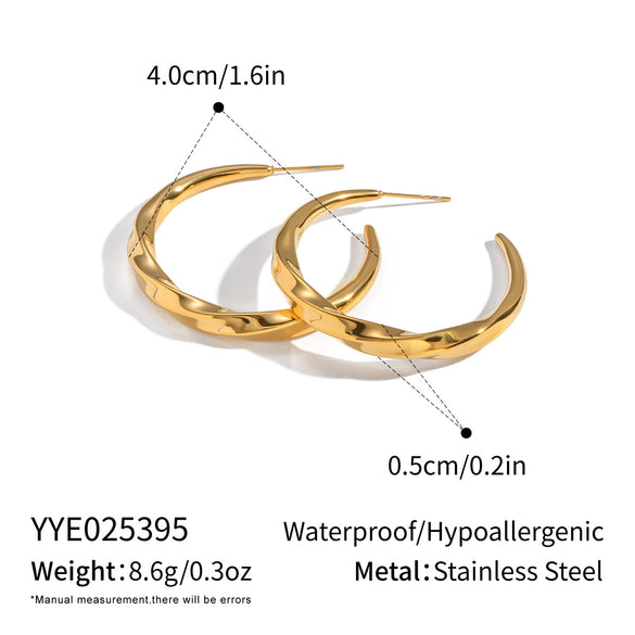 Wholesale Geometric Plain Hoop Earrings Stainless Steel Pvd Furnace Vacuum Real Gold Plated Jewelry For Girls