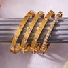 Wholesale Geometric Plain Ring Micro Inlaid Zircon Clasp Bracelet Stainless Steel 18K Gold Plated Jewelry Set