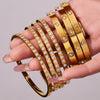 Wholesale Geometric Plain Ring Micro Inlaid Zircon Clasp Bracelet Stainless Steel 18K Gold Plated Jewelry Set