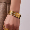Wholesale Geometric Plain Ring Micro Inlaid Zircon Clasp Bracelet Stainless Steel 18K Gold Plated Jewelry Set