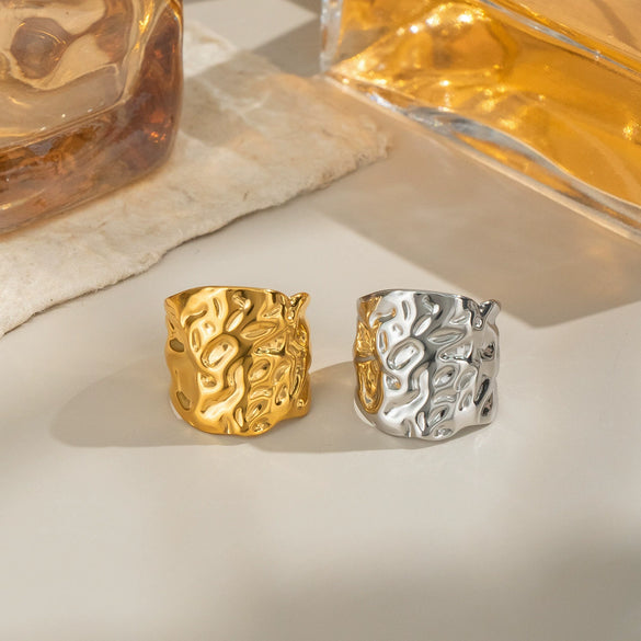 Wholesale Geometric Pleated Wrinkle Design Photosensitive Surface Hiphop Stainless Steel Jewelry Accessories With Electroplating For Women
