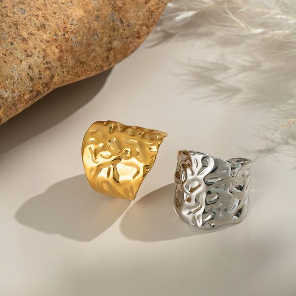 Wholesale Geometric Pleated Wrinkle Design Photosensitive Surface Hiphop Stainless Steel Jewelry Accessories With Electroplating For Women