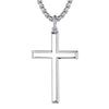 Wholesale Geometric Polish Titanium Steel Cross Pendant Necklace With Square Pearl Chain Unisex Fashion Jewelry