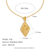 Wholesale Geometric Retro Stylish Stainless Steel 18K Gold Plated Rhombus Sun And Moon Pendant Necklace For Women