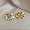 Wholesale Geometric Retro Turquoise Oval Stainless Steel Electroplated Earrings For Women