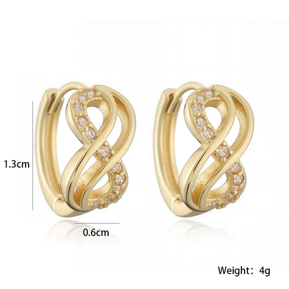 Wholesale Geometric Retro Women's Copper Micropaved Zircon Earrings