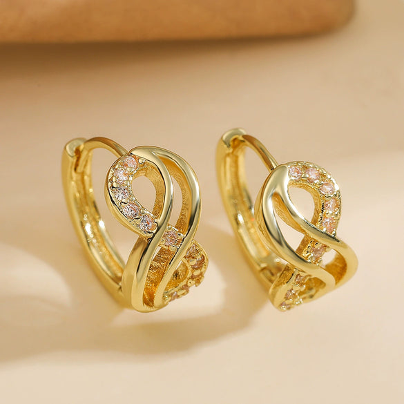 Wholesale Geometric Retro Women's Copper Micropaved Zircon Earrings