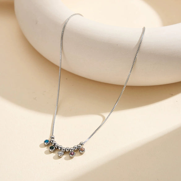 Wholesale Geometric Rhinestone Pendant Stainless Steel Calendering Chain Necklace For Women