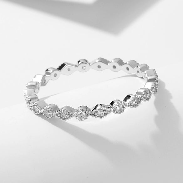 Wholesale Geometric Rhombus Diamond Stacking Ring For Women S925 Sterling Silver