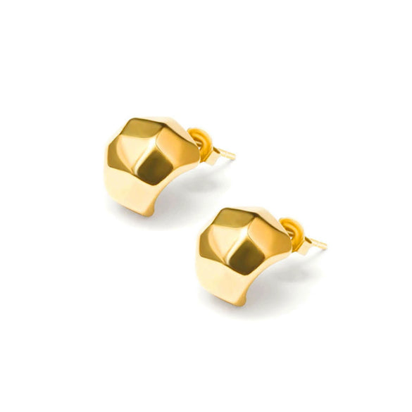 Wholesale Geometric Rhombus Textured Titanium Steel 18K Gold Plated Earrings