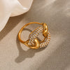 Wholesale Geometric Ring Buckle Full Diamond Ring For Women Stainless Steel Electroplated 18K Real Gold Fashion Accessories