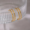 Wholesale Geometric Ringshaped Doublelayer Vacuum Real Gold Plated Stainless Steel Earrings For Women